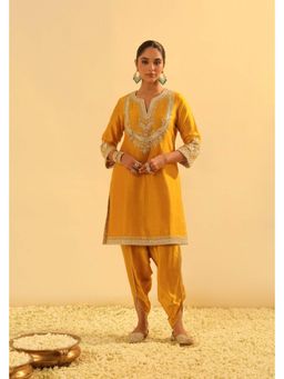 Sheetal Batra - Aashna - Heirloom Mustard Short Kurta With Dhoti