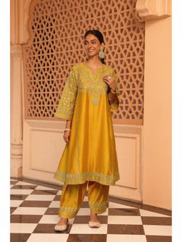 Sheetal Batra - Aiman - Heirloom Mustard Short Knee Length Choga With Salwar
