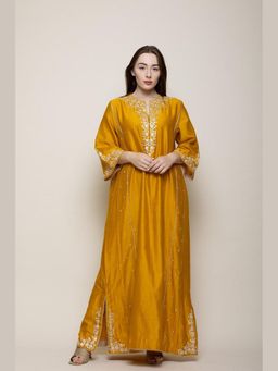Sheetal Batra - Baarizah Glaze Mustard Abaya Maxi Dress