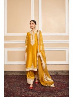 Sheetal Batra - Resham - Glaze Mustard Short Kurta With Salwar And Dupatta