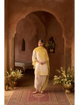 Sheetal Batra - Ruhi - Daisy Ivory With Lemon Yellow Short Kurta And Dhoti And Heavy Dupatta
