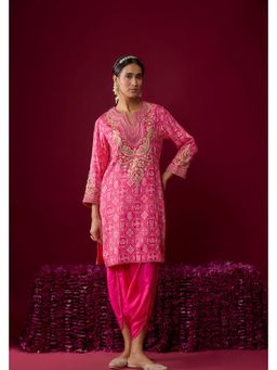 Sheetal Batra - Rihana - Hot pink Short Kurta With Dhoti And Dupatta (Rts)