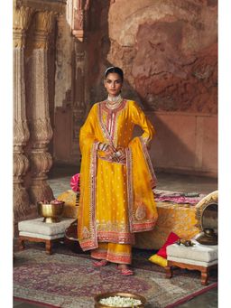 Sheetal Batra - Sobia - Heirloom Mustard Long Kurta With Palazzo And Dupatta