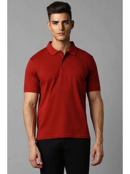 Louis Philippe - Men Red Print Polo Neck T-Shirt