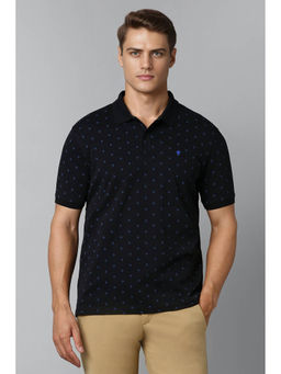 Louis Philippe - Men's Golf Leisure Black Solid Polo T-shirt