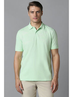 Louis Philippe - Men Green Print Polo Neck T-Shirt