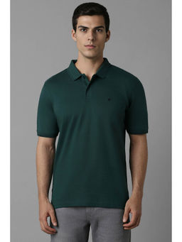 Louis Philippe - Men Green Solid Polo Neck T-Shirt