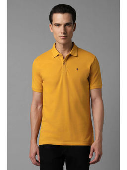 Louis Philippe - Men Yellow Solid Polo Neck T-Shirt