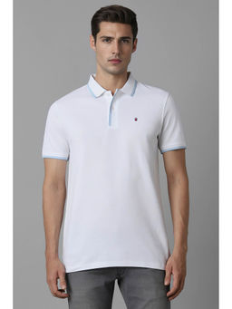 Louis Philippe - Men White Solid Polo Neck Half Sleeves T-Shirt