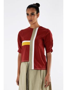 MADDER MUCH - Red Cotton Solid Plain Top