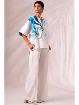 MADDER MUCH - White Cotton Printed Plain Top