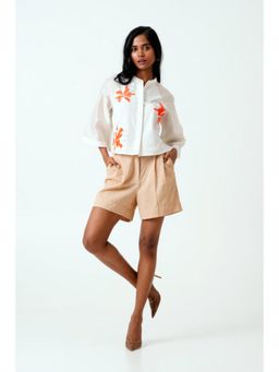 MADDER MUCH - Cotton White Mandarin Neck Solid/Plain Shirt