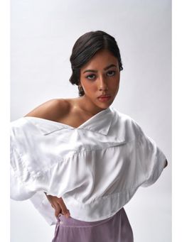 No Grey Area - Satin Off-Shoulder Top