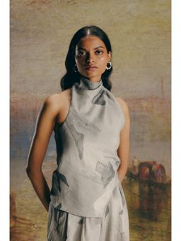 No Grey Area - Surrealist Crepe Draped Top