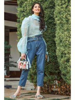 Label Swish - Blue Spring Balloon Sleeves Shirt