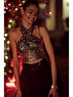 Verb - Black Mullet Wrap Crop Top