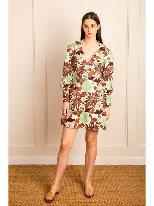 brown swirl mini dress Pink and Brown Swirl Mini Dress M (8-10)
