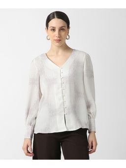 Van Heusen - Womens White Print Long Sleeves Shirt