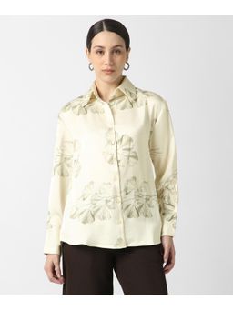 Van Heusen - Womens Beige Floral Print Long Sleeves Party Shirt