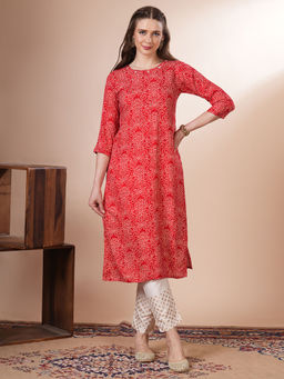 FASHOR - Red Printed Kurta