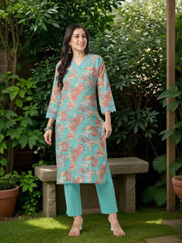 FASHOR - Blue Floral Kurta