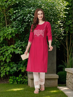 FASHOR - Pink Self Design Kurta