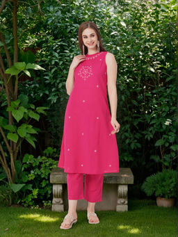 FASHOR - Pink Solid Kurta and Palazzo (Set of 2)