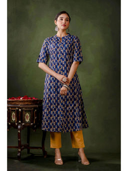 Mokshi - Blue Printed Kurta