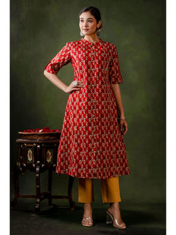Mokshi - Red Printed Kurta