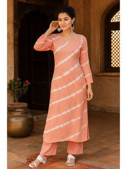 Maaesa - Peach Printed Kurta and Palazzo (Set of 2)