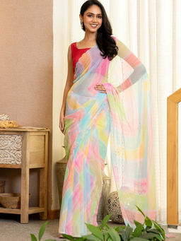 Pretty Pallu - Multi-Color Printed Saree with Unstitched Blouse