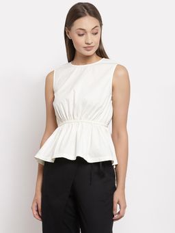 Ayrolane - White Elasticated High Low Top