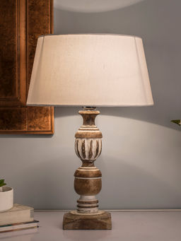 Homesake - White Trophy Carved Table Lamp White Drum