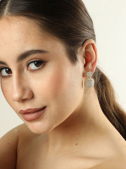 Sohi - Gold Toned Gold Plated Contemporary Stone Drop Earrings