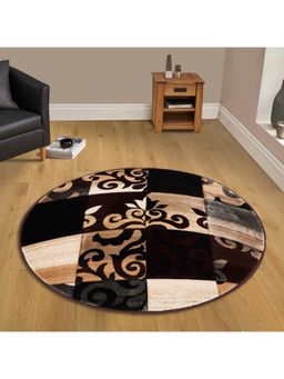 OBSESSIONS - Polypropylene Heat Set Neo Classical Carpet, Black & Brown