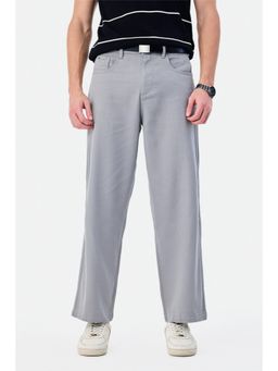 Snitch - Grey Textured Regular Casual Trouser for Men
