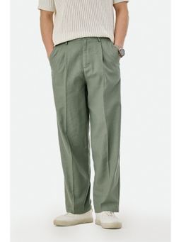 Snitch - Green Solid Relaxed Casual Trouser for Men