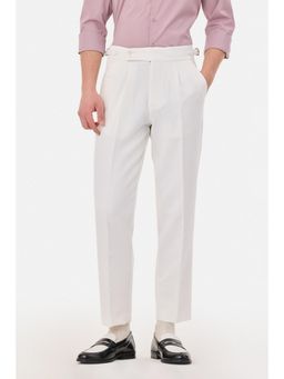 Snitch - Off White Solid Relaxed Formal Trouser for Men
