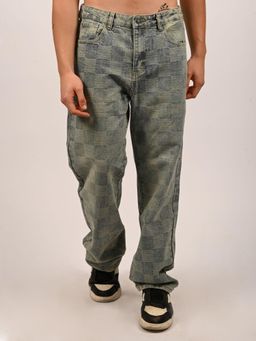 Odette - Light Blue Denim Solid Checked Jeans for Men