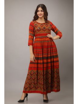 Nehamta - Orange Rayon Anarkali Kurta