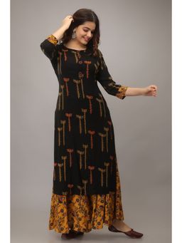 Nehamta - Black Rayon Slub Kurta & Palazzo (Set of 2)