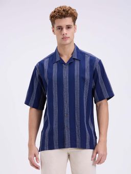 Pepe Jeans - Men Blue Stripe Short Sleeve Shirt