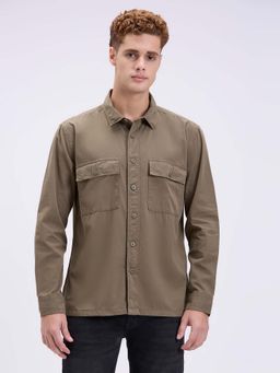 Pepe Jeans - Men Oversized Olive Utility Shirt with Big Flap Pockets