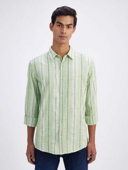Pepe Jeans - Men Mint Green Striped Full Sleeves Shirt