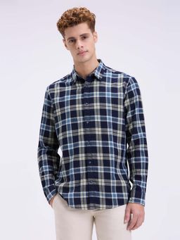 Pepe Jeans - Men Indigo Blue Checked Cotton Casual Shirt