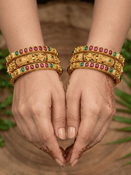 GRIIHAM - Women Copper Bangles (Pack of 6)