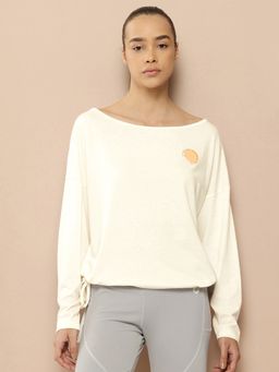 Alcis - Women Off White Solid Regular Fit Yoga T-Shirt