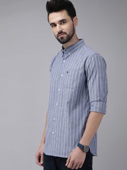 The Bear House - Men Striped Button-down Casual Shirt