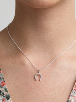 CLARA - Silver Rhodium Plated Swiss Zirconia Magnet Pendant Chain Necklace For Women & Girls