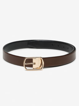 Teakwood - Men Brown & Black Textured Genuine Leather Reversible Belt